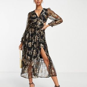 Miss Selfridge Asos Black and Gold Dress